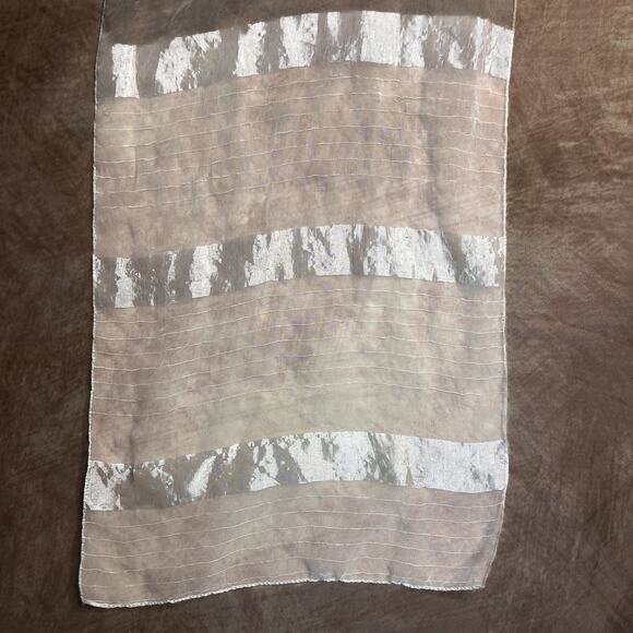 Vintage 60s Sheer Mesh Satin Scarf Neck Tie White Rectangle Coquette Bridal - Picture 3 of 5